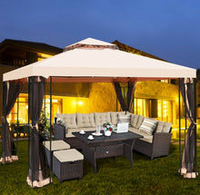 Load image into Gallery viewer, Very Elegant 10x10ft 2-Tier Vented Metal Gazebo Canopy With Mosquito Netting For Patio | Heavy Duty | Dual Roof