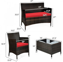 Load image into Gallery viewer, Very Elegant & Relaxing 4 Piece Outdoor Rattan / Wicker Sofa Patio Set With Heavy Duty Glass Coffee Table