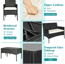 Load image into Gallery viewer, Super Relaxing 4 Piece Rattan Cushioned Sofa Patio Furniture Set With Heavy Duty Glass Coffee Table