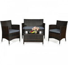 Load image into Gallery viewer, Very Elegant & Relaxing 4 Piece Outdoor Rattan / Wicker Sofa Patio Set With Heavy Duty Glass Coffee Table