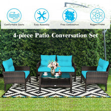 Load image into Gallery viewer, Elegant 4-Piece Patio Conversation Set Outdoor Rattan Wicker Furniture With Comfy Cushions | Easy Assembly | Heavy Duty