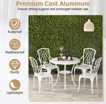 Load image into Gallery viewer, Heavy Duty Gorgeous 2025 Patio Bistro 5-Piece Table Chair Set With Umbrella Hole, Aluminum Frame | Rustproof | Lightweight | Bottom Storage Shelf