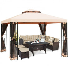 Load image into Gallery viewer, Very Elegant 10x10ft 2-Tier Vented Metal Gazebo Canopy With Mosquito Netting For Patio | Heavy Duty | Dual Roof