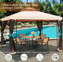 Load image into Gallery viewer, Very Elegant 10x10ft 2-Tier Vented Metal Gazebo Canopy With Mosquito Netting For Patio | Heavy Duty | Dual Roof