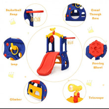 Load image into Gallery viewer, Super Cool Heavy Duty 6-in-1 Playground With Telescope | Slide | Basketball Hoop | Crawl Area | Steering Wheel | Climber | Loop