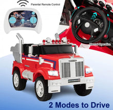 Load image into Gallery viewer, New 2025 Freightliner 12V Kids Ride on Truck / Car Upgraded 1 Seater | With Dump Box | Lights | Storage | Push To Start | Remote