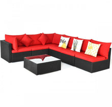 Load image into Gallery viewer, Very Relaxing 7 Piece Patio Furniture Sectional Wicker Sofa Set With Tempered Glass Top