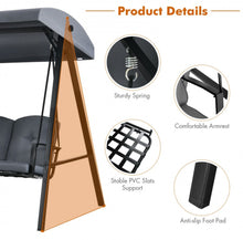 Load image into Gallery viewer, Elegant Outdoor Patio 3-Seater Porch Swing With Adjustable Cushions & Canopy | Spacious Sitting Space | Holds 710lbs | Sun Shade