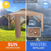 Load image into Gallery viewer, Super Duty Classy 10x10 Ft Patio Canopy Tent Gazebo With Netting | Double Tiered Roofing | Ventilation | Reinforced Steel Weather Resistant
