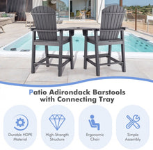 Load image into Gallery viewer, Heavy Duty Comfortable 2 Piece HDPE Tall Patio Adirondack Chair With Middle Connecting Tray | Umbrella Hole | Barstools | Easy Assembly | Waterproof