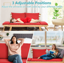 Load image into Gallery viewer, Very Relaxing 3 Adjustable Positions Outdoor Patio, Indoor Convertible Heavy Duty Sofa Couch With Thick Cushions | Acacia Wood