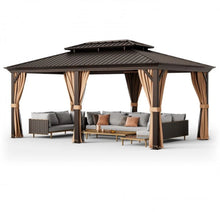 Load image into Gallery viewer, Very Classy Heavy Duty 12’ by 20’ Double-Roof Hardtop Patio Gazebo With Galvanized Steel Roof | All Season | Sun Protection | Water Resistant | Water Gutters