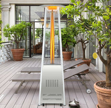Load image into Gallery viewer, Heavy Duty Tip Protection Stainless Steel Triangular Pyramid Safe Propane Patio Heater 42,000 BTU | With Wheels | Flameout Protection