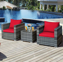 Load image into Gallery viewer, Heavy Duty Elegant Very Comfortable 3 Piece Patio Rattan Furniture Bistro Sofa Couch Set With Thick Cushions