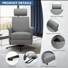 Load image into Gallery viewer, Heavy Duty Relaxing Swivel Comfortable Massage Recliner Single Sofa Chair With Adjustable Headrest | Massage Remote | 8 Massage Modes | Gray