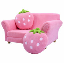 Load image into Gallery viewer, Very Adorable & Cute Comfortable Heavy Duty Pink Strawberry Armrest Chair Sofa Couch | 2 Strawberry Pillows | For 1-2 Kids |