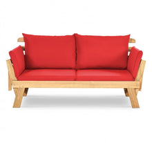 Load image into Gallery viewer, Very Relaxing 3 Adjustable Positions Outdoor Patio, Indoor Convertible Heavy Duty Sofa Couch With Thick Cushions | Acacia Wood