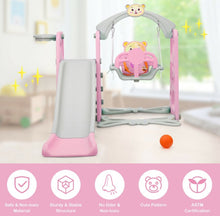 Load image into Gallery viewer, Adorable Cute Toddler Teddy Bear Playground Set With Slide | Swing | Wall Climbing | Ladder | Basketball Net | Indoor | Outdoor