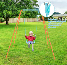 Load image into Gallery viewer, Super Fun Heavy Duty Outdoor Kids Swing Set | Strong Frame | Ground Stakes | Easy Assembly | Holds 110lbs | Great For Any Playground