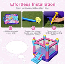 Load image into Gallery viewer, Super Cute & Adorable Princess Theme 3-in-1 Inflatable Bouncy House With 480W Blower