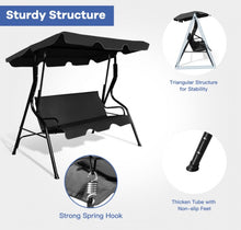 Load image into Gallery viewer, Super Relaxing 3 Person Outdoor Patio Canopy Swing With Cushioned Steel Frame | Porch Swing | Adjustable Canopy | High Weight Capacity