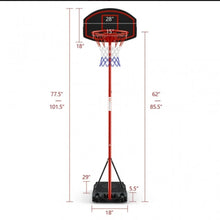 Load image into Gallery viewer, Black & Red Super Cool Portable Basketball Net Hoop With Wheels & Backboard | Adjustable Height | 5FT-7Ft | Heavy Duty | Sturdy Base