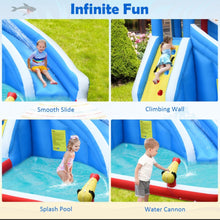 Load image into Gallery viewer, Super Cool & Exciting Shark Theme 4-in-1 Inflatable Bouncy Water Park | Long Slide | 735W Blower | Indoor | Outdoor | Carry Bag | Repair Kit Included