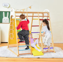 Load image into Gallery viewer, Super Cool Wooden 8-in-1 Kids Jungle Gym Playground | Monkey Bars | Climbing | Ladder | Swing | Rings | Slide | Holds 530lbs | Playground