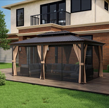 Load image into Gallery viewer, Very Classy Heavy Duty 12’ by 20’ Double-Roof Hardtop Patio Gazebo With Galvanized Steel Roof | All Season | Sun Protection | Water Resistant | Water Gutters