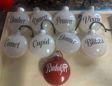 Load image into Gallery viewer, Custom Reindeer Names Ornament Set | Glitter coated | Memorable