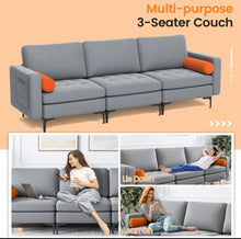 Load image into Gallery viewer, Heavy Duty Elegant & Modern Very Comfortable 3-Seater Sofa Couch With USB Socket Ports, Side Storage Pocket | Beautiful Armrest | Side Bolsters | Thick Cushions