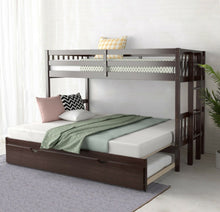 Load image into Gallery viewer, Heavy Duty Modern 4-in-1 Design Twin Pull-Out Bunk Bed With Trundle Wooden Ladder | High Guardrail | Sturdy Bed Board