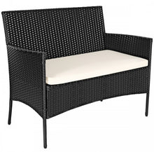 Load image into Gallery viewer, Super Relaxing 4 Piece Rattan Cushioned Sofa Patio Furniture Set With Heavy Duty Glass Coffee Table