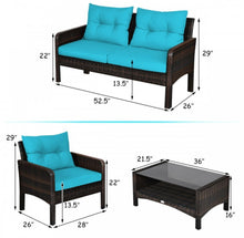Load image into Gallery viewer, Elegant 4-Piece Patio Conversation Set Outdoor Rattan Wicker Furniture With Comfy Cushions | Easy Assembly | Heavy Duty