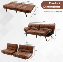 Load image into Gallery viewer, Very Elegant Modern Heavy Duty Convertible Memory Foam Futon Sofa Bed Couch With Adjustable Armrest