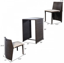 Load image into Gallery viewer, Beautiful & Elegant 3-Piece Comfortable Wicker Patio Bistro Set | Table And Chairs | Weather Resistant | Space Saver | Rattan | Soft Cushions