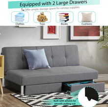 Load image into Gallery viewer, Heavy Duty Modern Built For Comfort Spacious 3 Seater | Convertible Sofa Couch Bed With 2 Large Drawers, 3 Adjustable Angles | Holds 530 lbs | 3 Settings