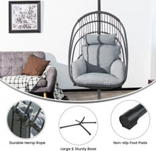 Load image into Gallery viewer, 2025 Hanging Super Duty Foldable Egg Swing Patio Chair With Stand & Cushion Pillow | Swing Hammock | Holds 265lbs | Indoor / Outdoors