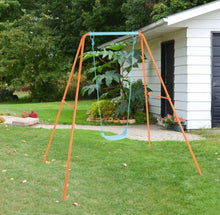 Load image into Gallery viewer, Super Fun Heavy Duty Outdoor Kids Swing Set | Strong Frame | Ground Stakes | Easy Assembly | Holds 110lbs | Great For Any Playground