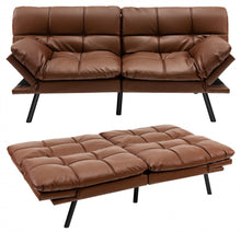 Load image into Gallery viewer, Very Elegant Modern Heavy Duty Convertible Memory Foam Futon Sofa Bed Couch With Adjustable Armrest