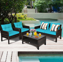 Load image into Gallery viewer, Elegant 4-Piece Patio Conversation Set Outdoor Rattan Wicker Furniture With Comfy Cushions | Easy Assembly | Heavy Duty