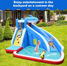 Load image into Gallery viewer, Super Cool & Exciting Shark Theme 4-in-1 Inflatable Bouncy Water Park | Long Slide | 735W Blower | Indoor | Outdoor | Carry Bag | Repair Kit Included
