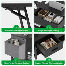 Load image into Gallery viewer, Elegant Lift Top Coffee Table with Storage Drawer, Hidden Compartment, Side Pouch for Home, Living Room | Heavy Duty (Black)