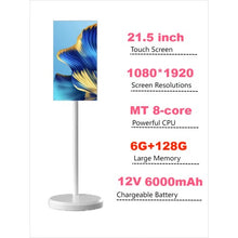 Load image into Gallery viewer, New 2025 21.5” Mobile Smart Display Rechargeable 1080 x 1920 IPS Rotatable Smart Screen Monitor | Touch Display | Full Swivel Rotation | Android , 12 OS, 6GB Ram, 128GB Storage