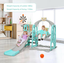 Load image into Gallery viewer, Adorable Cute Toddler Teddy Bear Playground Set With Slide | Swing | Wall Climbing | Ladder | Basketball Net | Indoor | Outdoor