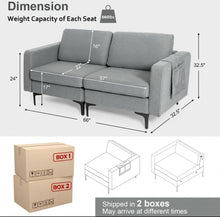 Load image into Gallery viewer, Heavy Duty Comfortable Modern Love Seat Sofa Couch With Side Storage Pocket | Thick Cushions | Wide Armrests
