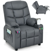 Load image into Gallery viewer, Very Cute & Adorable Kids, Children’s Recliner Sofa Chair Couch With Cup Holder | Footrest Velvet Or PU Leather | Padded Backrest | Wide Armrest | Retractable Footrest | Pockets