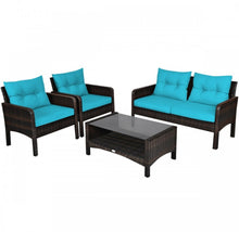 Load image into Gallery viewer, Elegant 4-Piece Patio Conversation Set Outdoor Rattan Wicker Furniture With Comfy Cushions | Easy Assembly | Heavy Duty