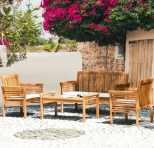 Load image into Gallery viewer, Heavy Duty Comfortable 4-Piece Outdoor Acacia Wood Patio Sofa Furniture Set | Thick Comfy Cushions, Comes With 2 Single Sofas, 1 Love Seat
