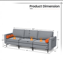 Load image into Gallery viewer, Heavy Duty Elegant & Modern Very Comfortable 3-Seater Sofa Couch With USB Socket Ports, Side Storage Pocket | Beautiful Armrest | Side Bolsters | Thick Cushions